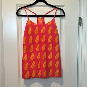 J. Crew Pineapple Print Pink Cami Top